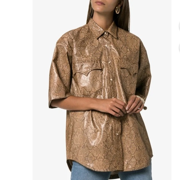 NANUSHKA WOMEN’s OVERSIZED SEYMOUR SNAKE PRINT SHIRT SIZE‎ S EUC COASTAL COWGIRL - Picture 1 of 16